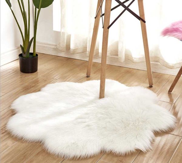 

round white wool like acrylic carpet floor mat thickened plush bedroom window decoration crawling carpets