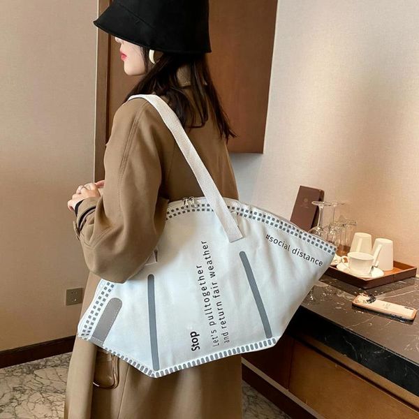 

evening bags large capacity handbags casual women canvas tote bag creative hobos mask shoulder female fashion trendy ladies shopper