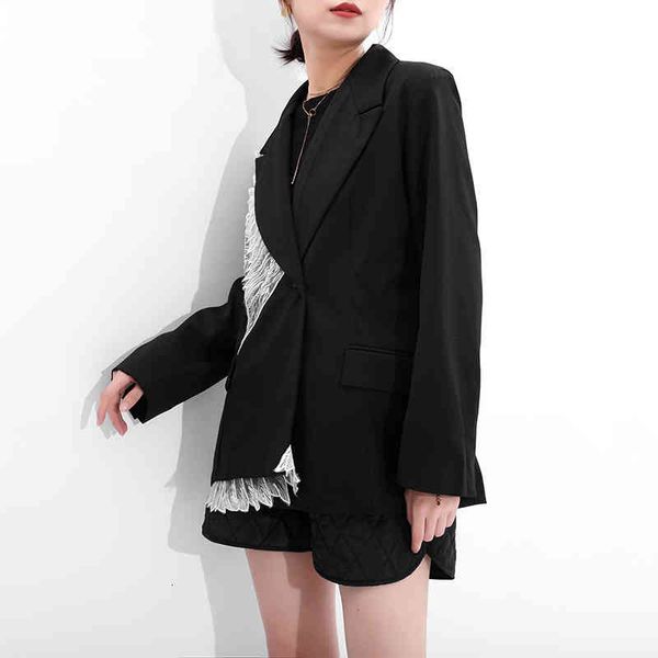 

women's suits & blazers [eam] women black mesh wings big size blazer lapel long sleeve loose fit jacket fashion spring autumn 2022 1dc7, White;black