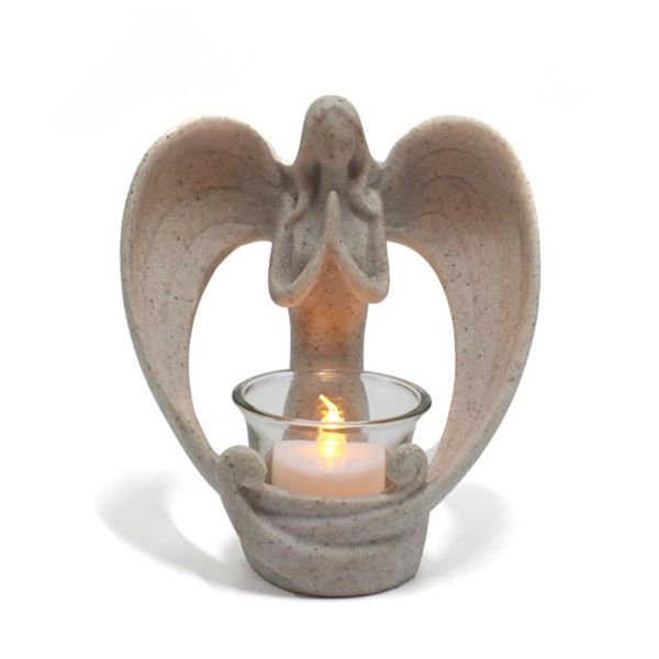 

candle holders votive church memorial gift holder sympathy deskwith flickering led bereavement condolence tealight angel figurine