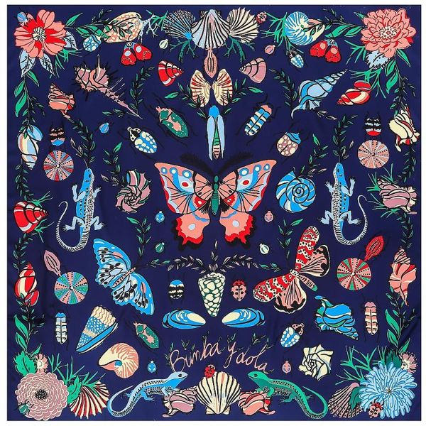 

scarves 130cm butterfly silk twill square hijab large shawls bandana neck fashion head wraps for ladies foulards accessories, Blue;gray