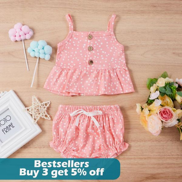 

3m-18m toddler baby girls ruffles dot printed suspenders +shorts outfits infant clothing romper sets, White