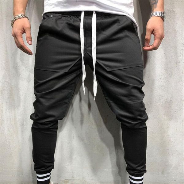 

men's slim straight trousers 2021 autumn summer casual pencil jogger cargo workout pants fashion man fitness size m-2xl, Black