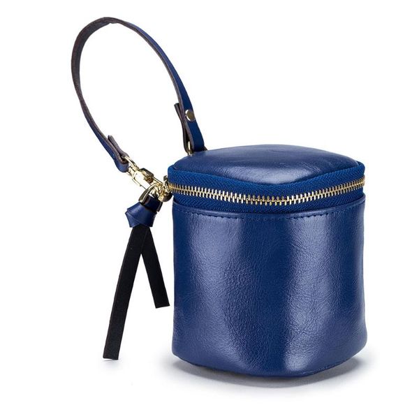 

cosmetic bags & cases nice oil waxed genuine cow leather first layer cowhide versatile lady mini make up bag mirror inside lipsticks case