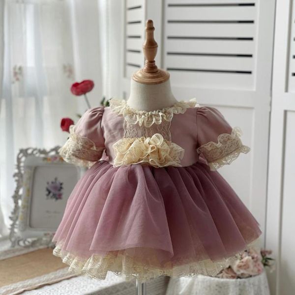 

girl's dresses 2pcs summer autumn lolita vintage lace princess spanish ball gown stitching birthday party easter dress for girls l1279, Red;yellow