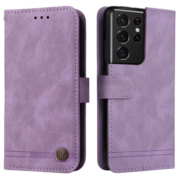 Capas telefônicos para Samsung Galaxy S21 S20 Note20 Ultra S10 Plus, Pure Color Pele Sentindo PU Couro Flip Kickstand Cobertura com alça de ombro