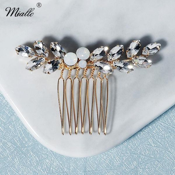 

other miallo fashion crystal hair comb clips for women accessories wedding gold color bridal jewelry prom bride headpiece gifts, Golden;white