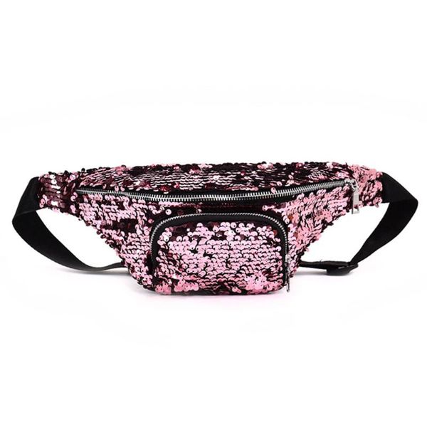 

portable adjustable straps purse fanny pack fashion key glitter sequin dating money festival waist bag pouch zipper closure bags