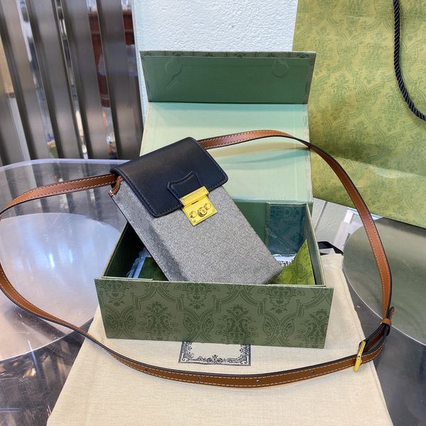 

2 colors fashion mobile phone bags messenger bag clutch wallet pvc letter pattern 12cm*20cm with box and dust bagss packaging