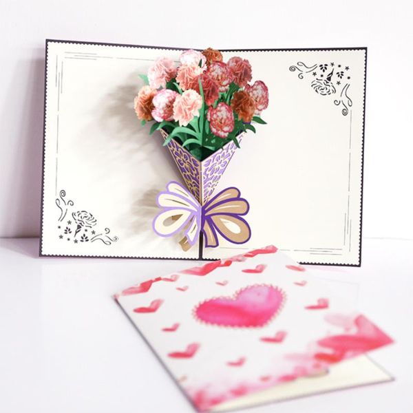 

greeting card handmade 3d bouquet flower blessing decoration birthday mother's day gift cards