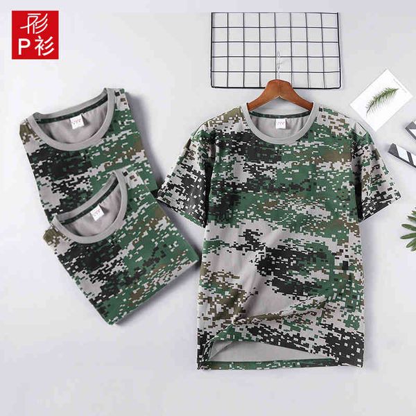 

military training men's and women's t-shirt cotton outdoor round neck camouflage short sve printed, White;black