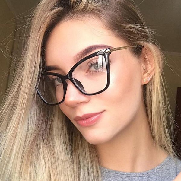 

transparent glasses cat shape eye frames for women lady clear optical eyeglasses computer eyewear anti-blue ray protective tool long time ph, Silver