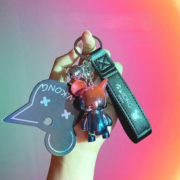 

keychains dazzle color handmade 3d bear bag decorative pendant car key accessories keyring trend alloy gift for man women friend, Silver