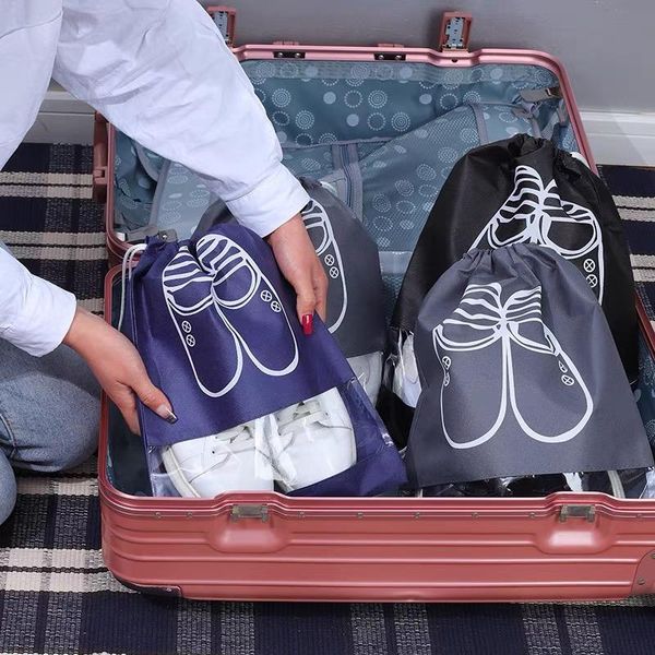 

storage bags 1 piece waterproof shoes bag for travel portable shoe organize non-woven tote drawstring dolap organizer