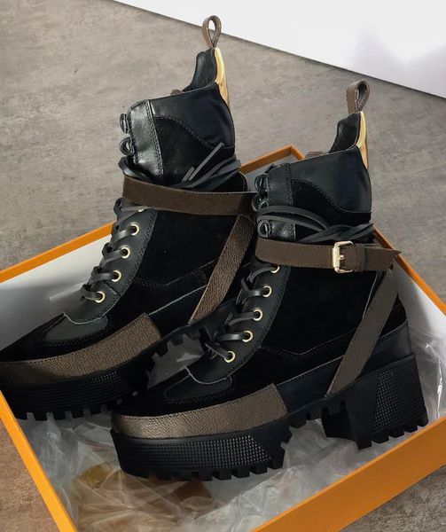 Mulheres designer boots martin deserto bota flamingos amor seta 100% real medalha de couro grossa antiderrapante inverno sapatos tamanho US5-11 piuhgghv