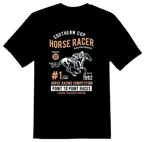 

horse racer point to point races equestrian tee shirt black or white, White;black
