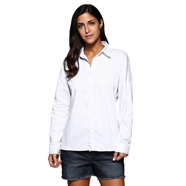 

women's blouses & shirts azulina 2021 women blouse brief turn down collar pure color hollow out criss-cross shirt on sale, White