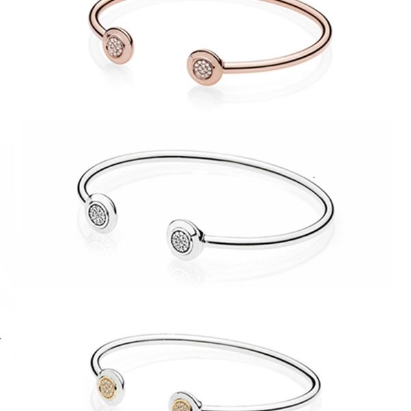 

rose gold and silver color two round shape buckle pandora bracelets women diy charms bangles jewelry, Black