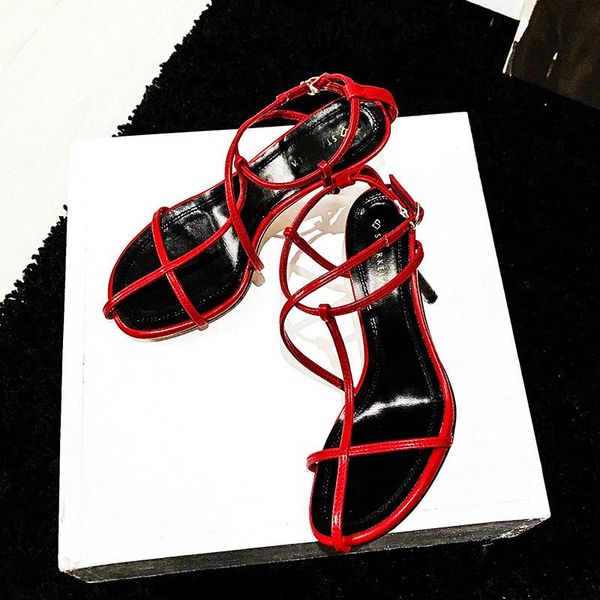 

2021 shoes women fashion brand high heel sandals lady chaussure cross-tied summer female footware breathable dress, Black