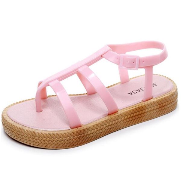 

sandals summer women woman solid color casual shoes female fashion plastic beach non-slip sandalias mujer l208, Black
