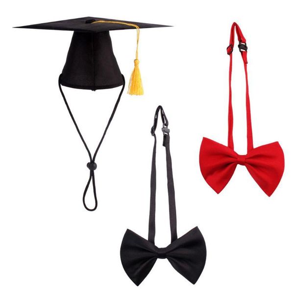 

dog apparel 2pcs pet graduation cap bow tie decoration pography props head-wear hat