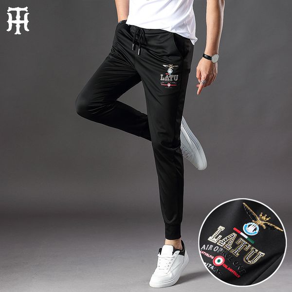 

pants fashionable the casual men's summer loose large european jacquard leggings sports brand, Black