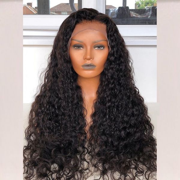 

black long soft 26 inch kinky curly lace front wig for fashion women with babyhair glueless natural hairline daily wear high temperature, Black;brown
