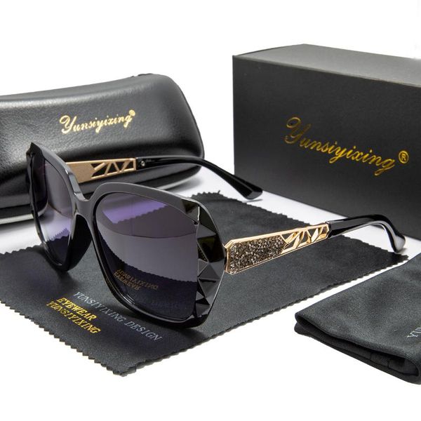 

sunglasses ysyx polarized women vintage brand designer sun glasses shades female classic big frame uv400, White;black