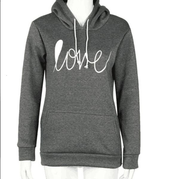 

women's hoodies & sweatshirts autumn winter womens love printed sweatshirt female casual drawstring grey hooded wholesale hoody pullov, Black