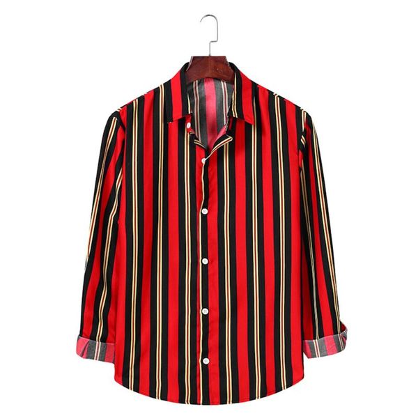 

men's casual shirts striped men contrast color turn down collar long sleeve shirt camisas hombre buttons loose roupa masculina, White;black
