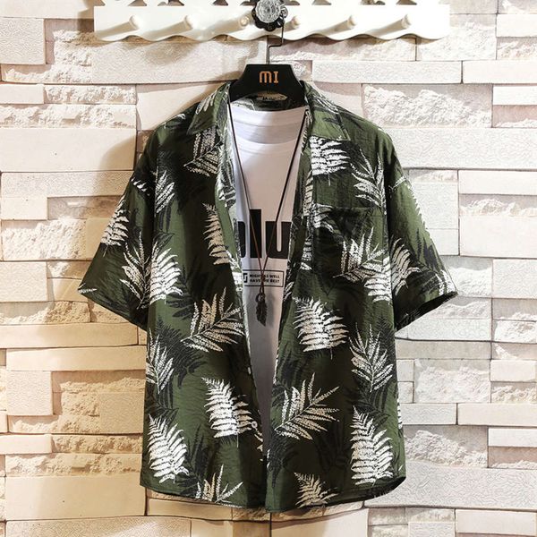 

men's casual shirts shirthawaiian flower men's hong kong style fashion casual loose chic beach holiday lovers short sleeve shirt h, White;black