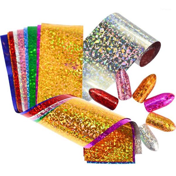 

9pcs holographic starry sky glier nail art transfer sticker laser foils beauty manicure decorations diy be4881, Black
