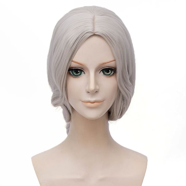 

game identity v pgrapher joseph cosplay wigs silver curl style synthetic hair joseph desaulniers peruca anime costume wig, Black