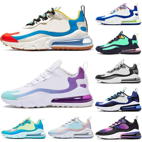 

270 react running shoes men women electro green metalic gold unc oracle aqua bright violet easter cream blue optical sneakers outdoor sport