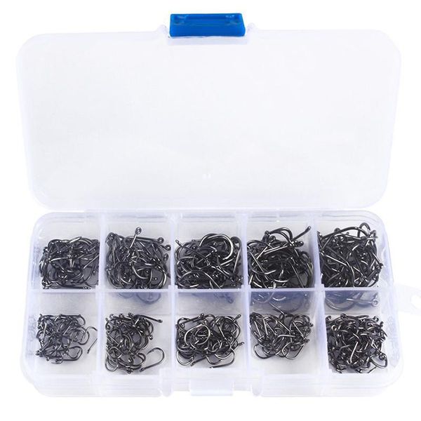 

300 400pcs high carbon steel fishing hooks crank fishhook jig fish with plastic box carp accessories