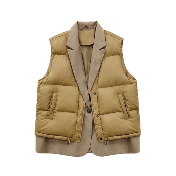 

lagabogy autumn women down vest casual loose winter warm sleeveless jacket female fashion coat white duck waistcoat 211123, Black;white