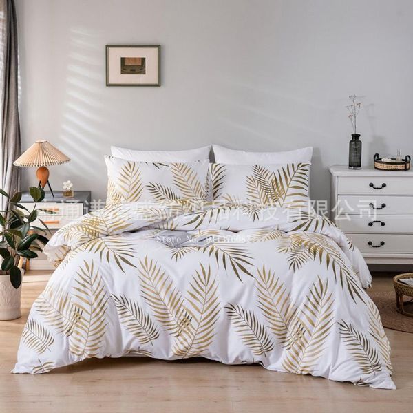 

bedding sets 3d selling digital bronzing printing set leaf duvet cover pillowcase single double bedspread home bed