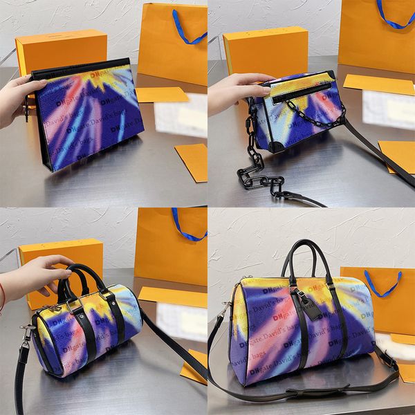 

french luxury design bags men and women cross body handbags shoulder travel bag starry sky colorful counter gift box packaging
