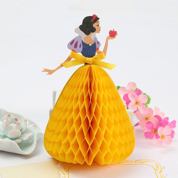 

greeting cards 5pcs/lot party paper gift princess up 3d with envelop for girls