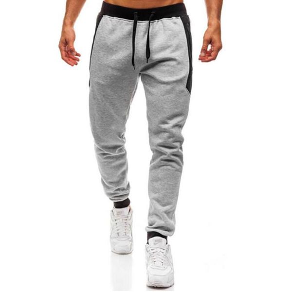 

brand patchwork zipper men pant trousers sports casual pants men's, Black