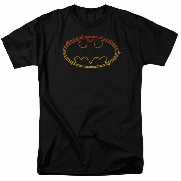 

batman flamed outlined logo t shirt licensed comic book tee black, White;black