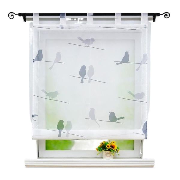 

curtain & drapes roman bird printed panel tulle for home kitchen window sheer living room cafe balcony tab 1pcs
