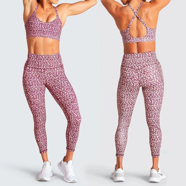 

yoga outfit women leopard suit dot sport gym set wear clothing fitness leggings sports workout active sportswear