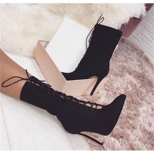 

boots fashion strapping high heeled women's in autumn 2021, Black