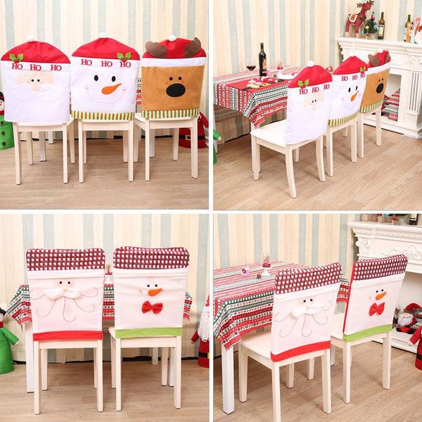 

chair covers christmas theme hat dustproof cover back xmas spandex dinner party table decoration