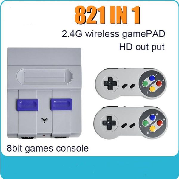 

powkiddy retro game console 821 built in video with double wireless gamepads home for kid's portable players
