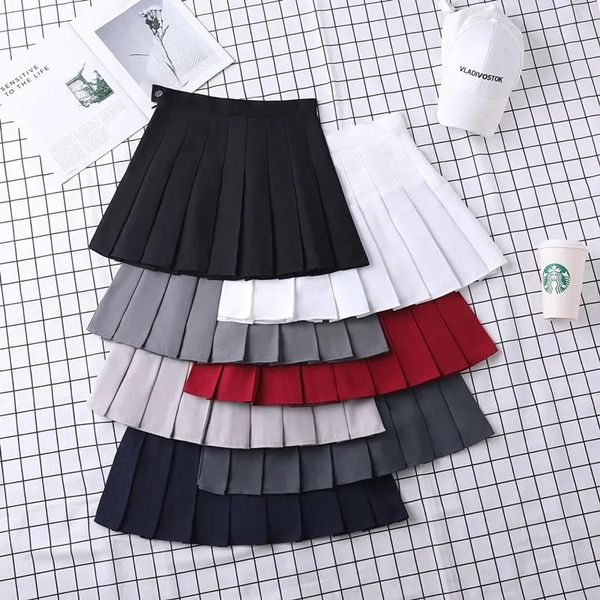 

pleated skirt female black short summer student korean style high waist a-line plus size slim half length women skirts