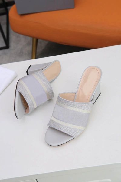 

slippers luxury ladies sandals multi-design d brand 8.5cm high heel, Black