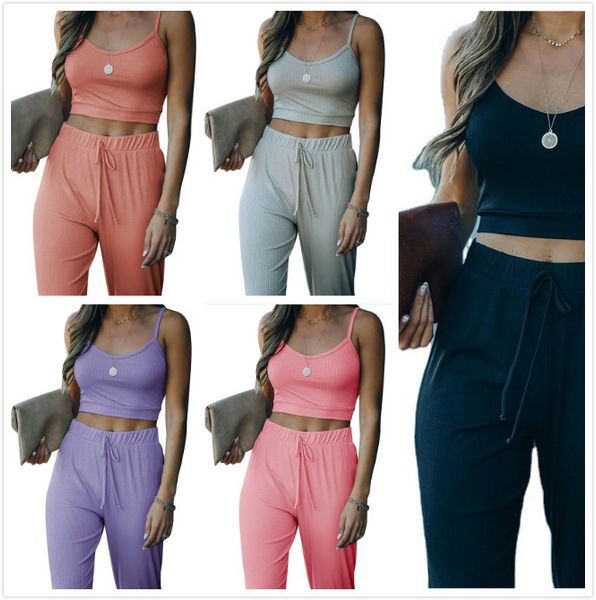 

women's tracksuits women s clothing 2 piece set spring and summer two outfits new suspender pants casual fashion pure color yoga s, Gray