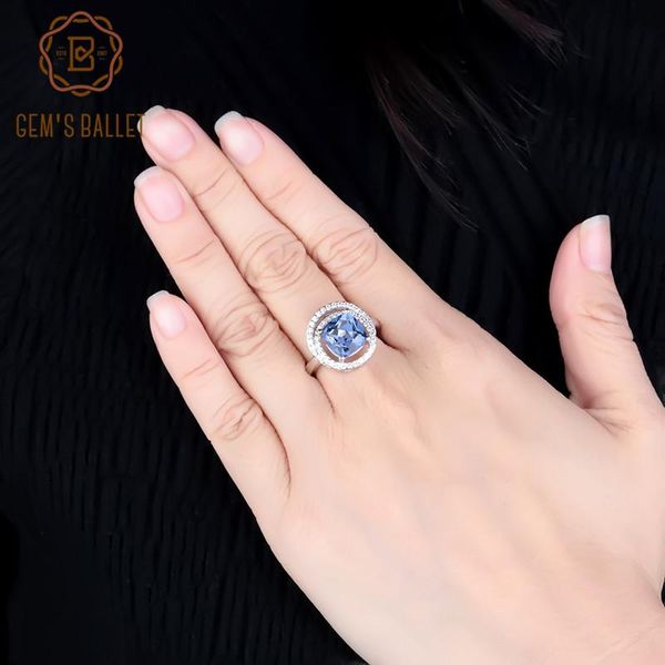 Cluster Rings Gem's Ballet 3,67CT Square Natural Iolite Blue Mystic Quartz Gemstone для женщин.